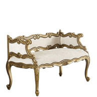 Wooden Twist Engrave Hand Carved Teak Wood 2 Seater Bench for Living Room ( Ivory ) - WoodenTwist