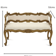 Wooden Twist Engrave Hand Carved Teak Wood 2 Seater Bench for Living Room ( Ivory ) - WoodenTwist