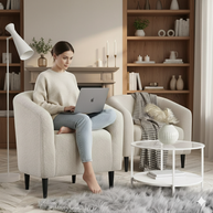 Wooden Twist Boucle Fabric Lounge Chair Beige - WoodenTwist