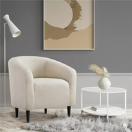 Wooden Twist Boucle Fabric Lounge Chair Beige - WoodenTwist