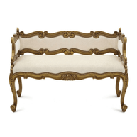 Wooden Twist Engrave Hand Carved Teak Wood 2 Seater Bench for Living Room ( Ivory ) - WoodenTwist
