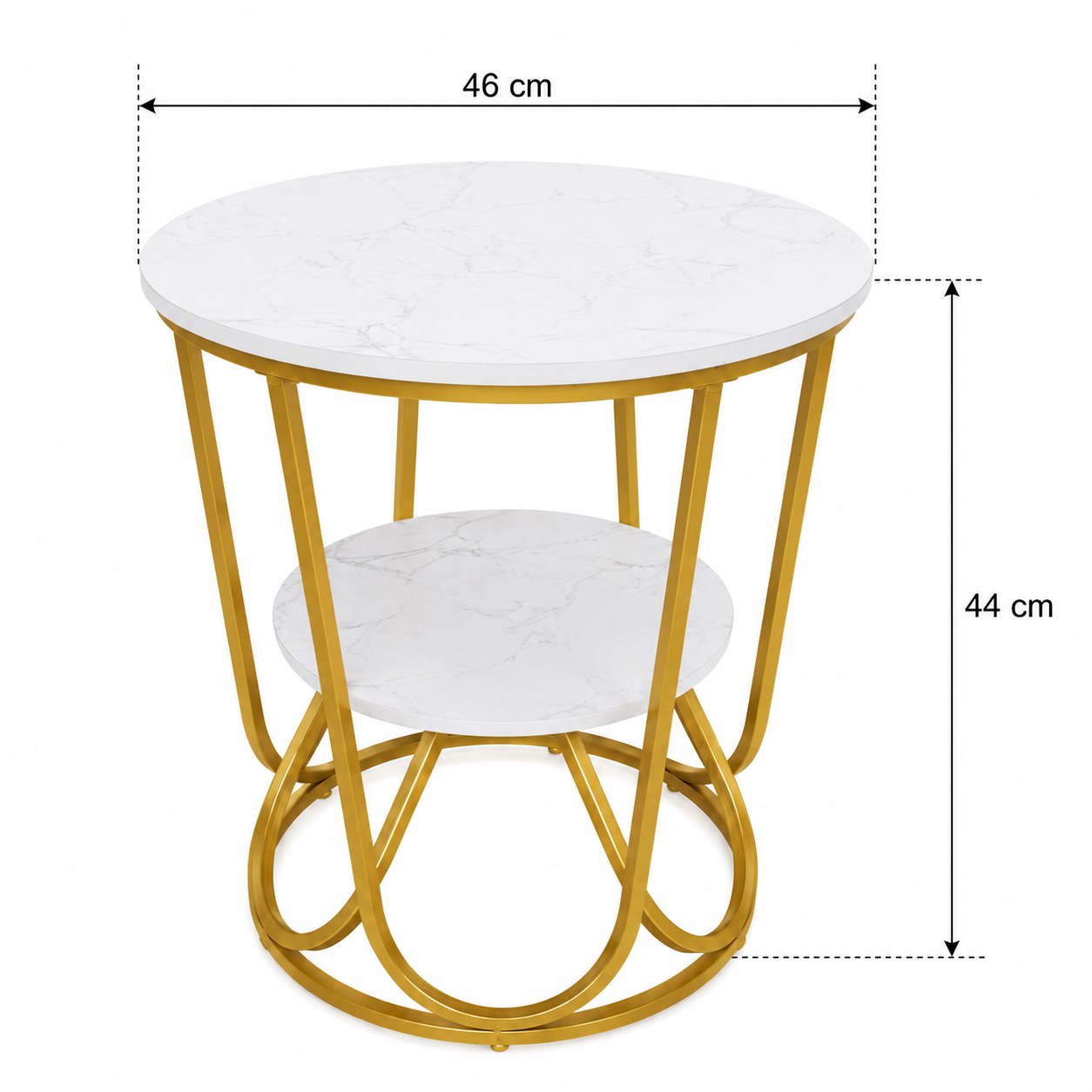 Wooden Twist Round Coffee Table with Marble Top Like Finish Stylish 2-Tier Design - WoodenTwist