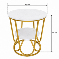 Wooden Twist Round Coffee Table with Marble Top Like Finish Stylish 2-Tier Design - WoodenTwist