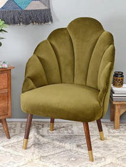 Mango Wood Peacock Chair In Cotton Green Colour - WoodenTwist