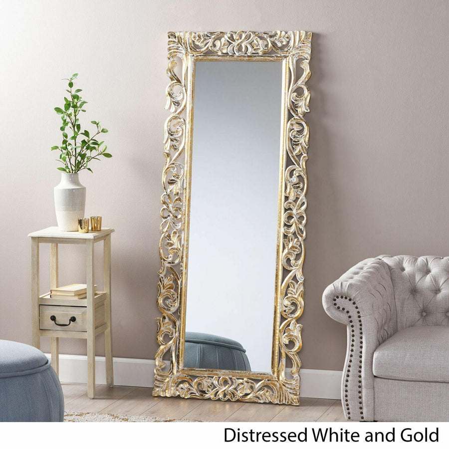 White and gold mango wood carving