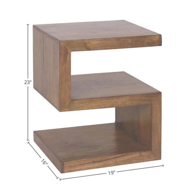 Wooden S Shape Bedside Table With S shaped Modern Look - WoodenTwist