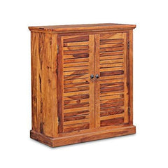 Sheesham Wood Shoe Rack (Two Doors With Drawers) - WoodenTwist