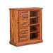 Sheesham Wood Shoe Rack (Two Doors With Drawers) - WoodenTwist