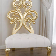 Wooden Twist Baroque Style Buttons Crystal Teak Wood Slipper Chair ( Golden Leaf ) - WoodenTwist