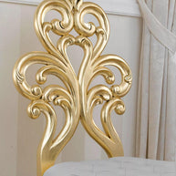 Wooden Twist Baroque Style Buttons Crystal Teak Wood Slipper Chair ( Golden Leaf ) - WoodenTwist