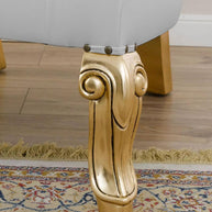 Wooden Twist Baroque Style Buttons Crystal Teak Wood Slipper Chair ( Golden Leaf ) - WoodenTwist