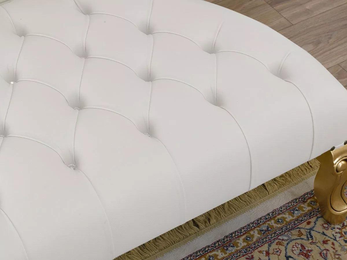 Wooden Twist Baroque Style Buttons Crystal Teak Wood Slipper Chair ( Golden Leaf ) - WoodenTwist
