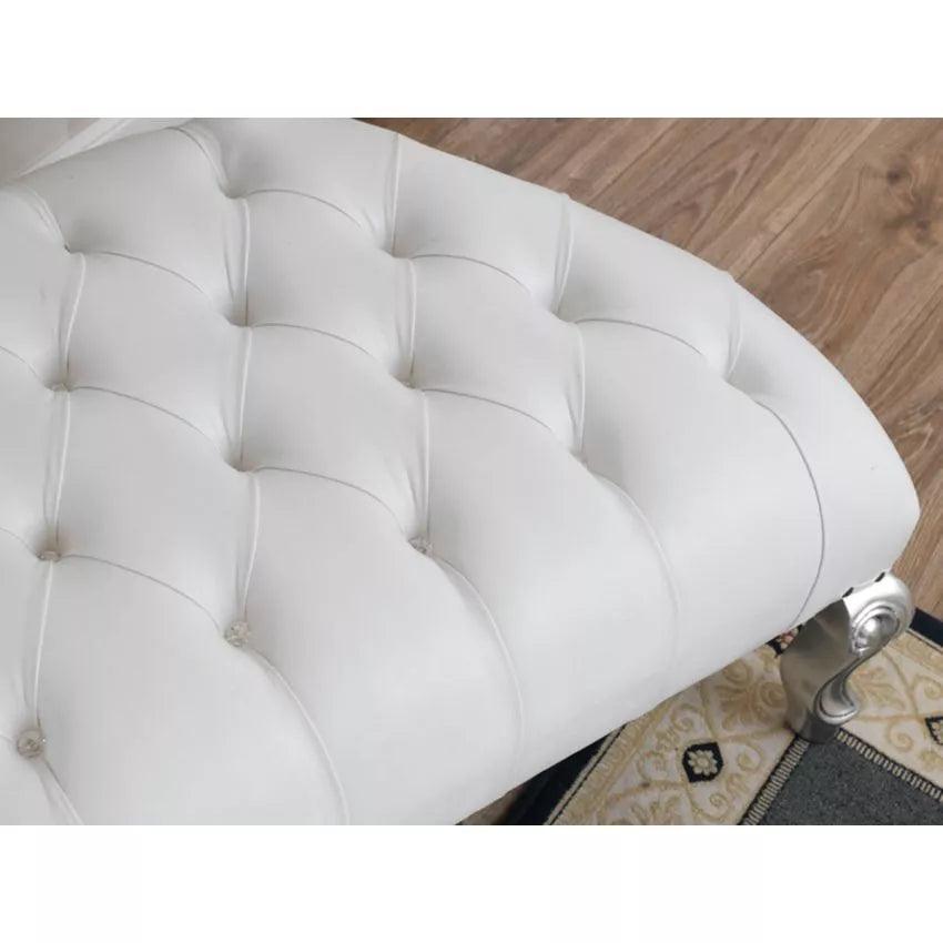 Wooden Twist Baroque Style Buttons Crystal Teak Wood Slipper Chair ( Silver Leaf ) - WoodenTwist