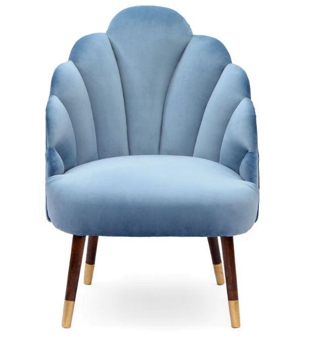 Mango Wood Peacock Chair In Cotton Blue Colour - WoodenTwist