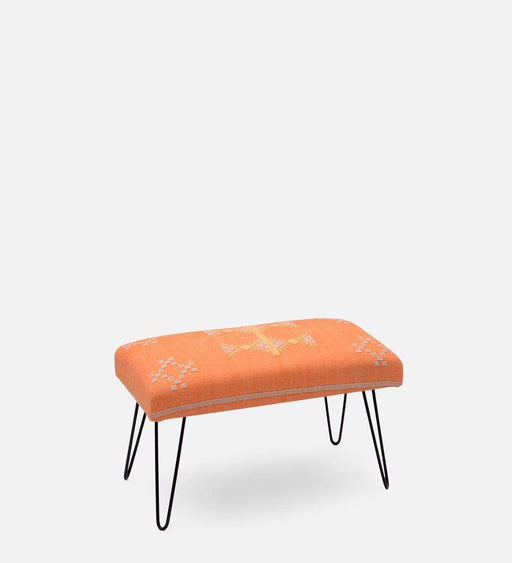 Mango Wood Bench In Cotton Orange Colour With Metal Legs - WoodenTwist
