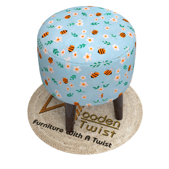 Wooden Twist Harlequin Puffy Ottoman Stool For Living Room - WoodenTwist