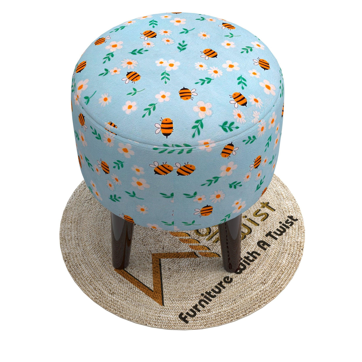 Wooden Twist Harlequin Puffy Ottoman Stool For Living Room - WoodenTwist