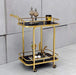 Luxurious golden iron trolley with laminated black marble top
