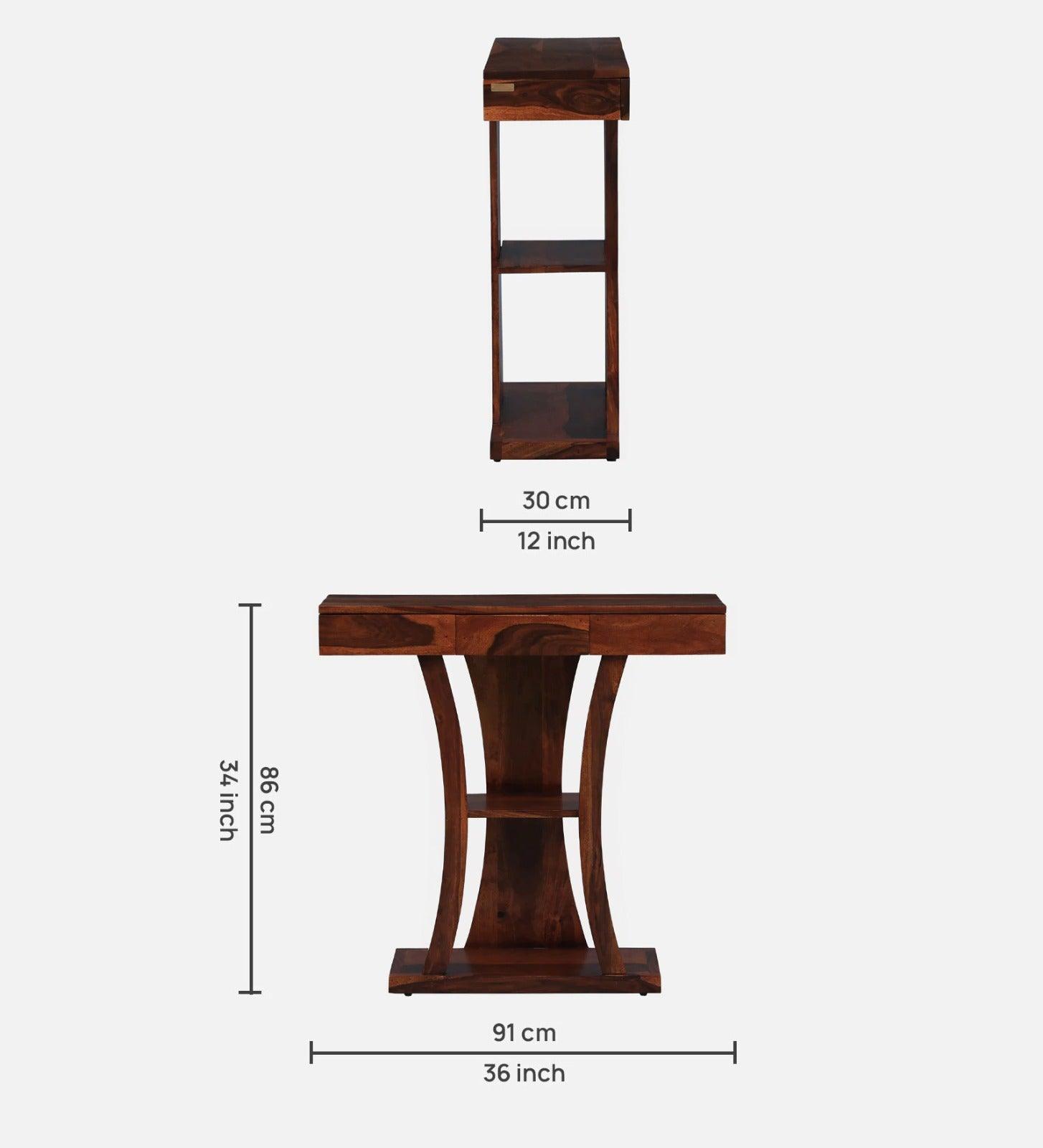 Solid Sheesham Wood Console Table T- Shape - WoodenTwist