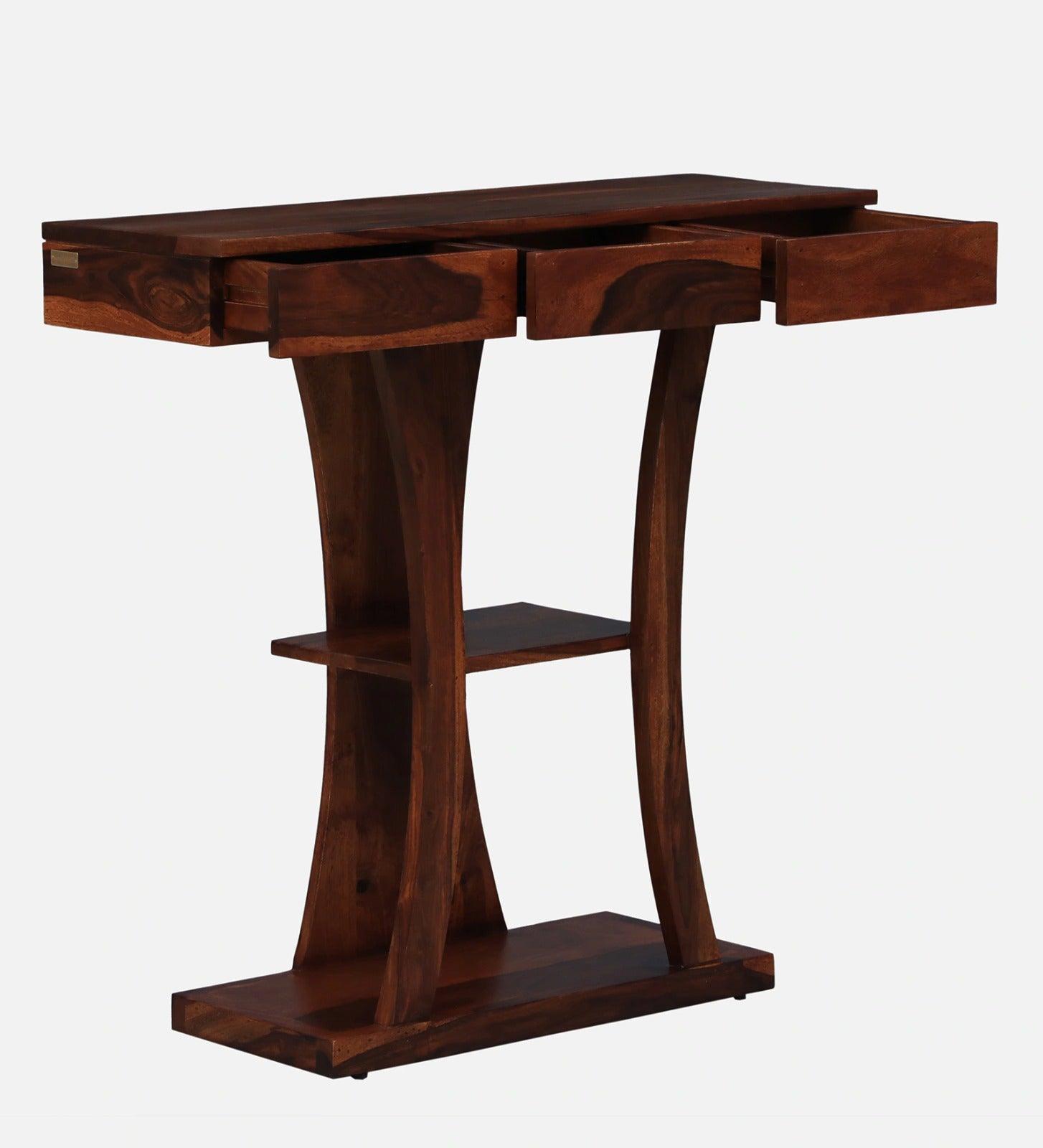 Solid Sheesham Wood Console Table T- Shape - WoodenTwist