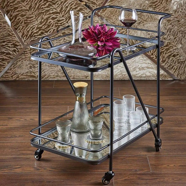 Luxurious Design Bar Cart with Glass Top