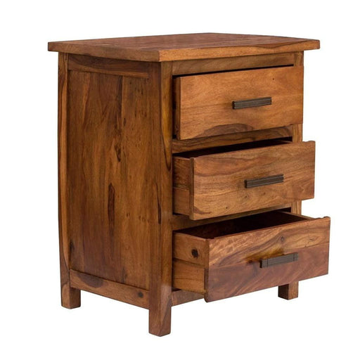 Wooden Three Drawer Bed Side Table - WoodenTwist