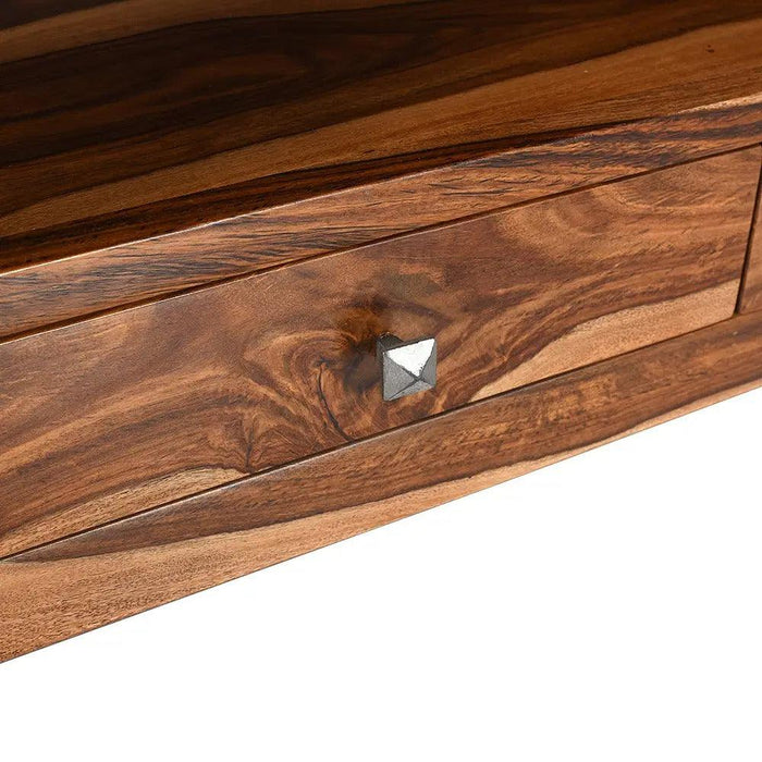 Sheesham Wood Three Drawer Design TV Cabinet - WoodenTwist
