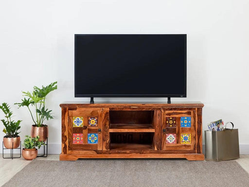 Sheesham Wood Tile Design TV Cabinet - WoodenTwist