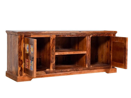 Sheesham Wood Tile Design TV Cabinet - WoodenTwist