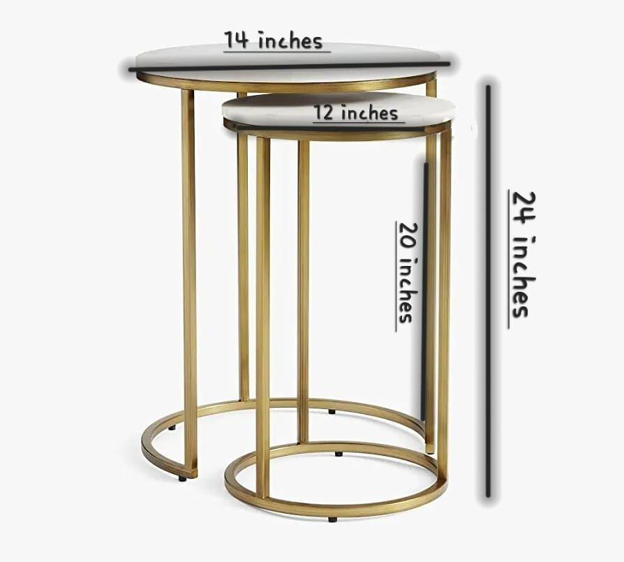 Glossy gold with a white marble top