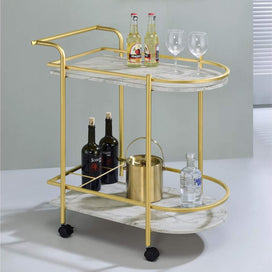 Elegant Oval Trolley with Marble Top