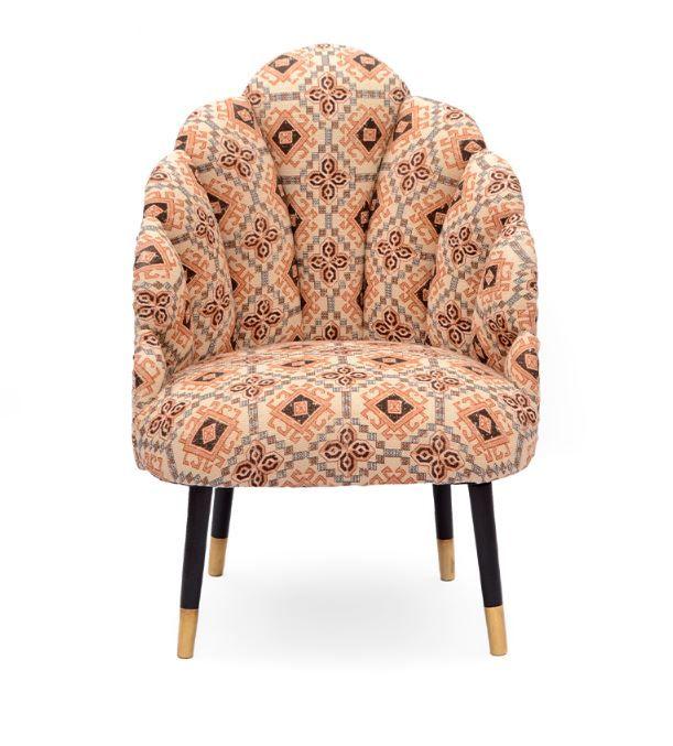 Mango Wood Peacock Chair In Cotton Multicolor Color - WoodenTwist