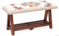 Mango Wood Bench In Cotton White Colour - WoodenTwist