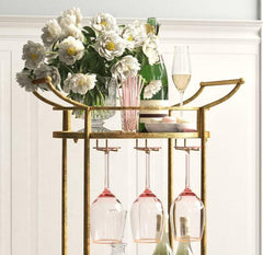 Iron Bar Cart with Glass Shelves