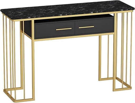 Luxurious Modern Rectangle Console Table with White Marble Top 