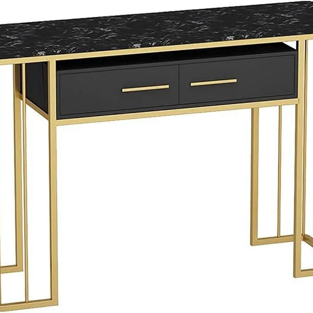 Luxurious Modern Rectangle Console Table with White Marble Top 