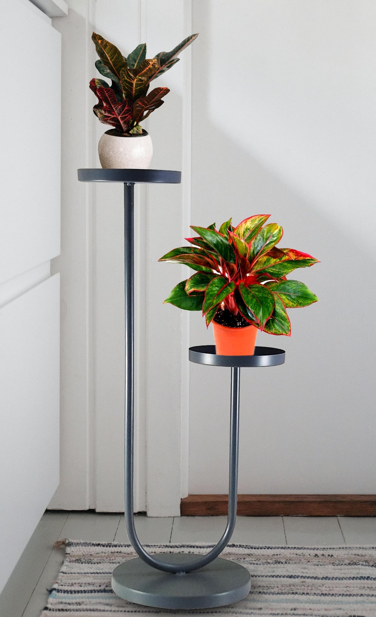 A J-Shaped Two-Tier Iron Planter
