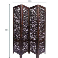 Wooden Twist Voris Solid Wood 4 Panel Room Divider Partition Handcrafted Folding Screen for Home Decor and Privacy - WoodenTwist