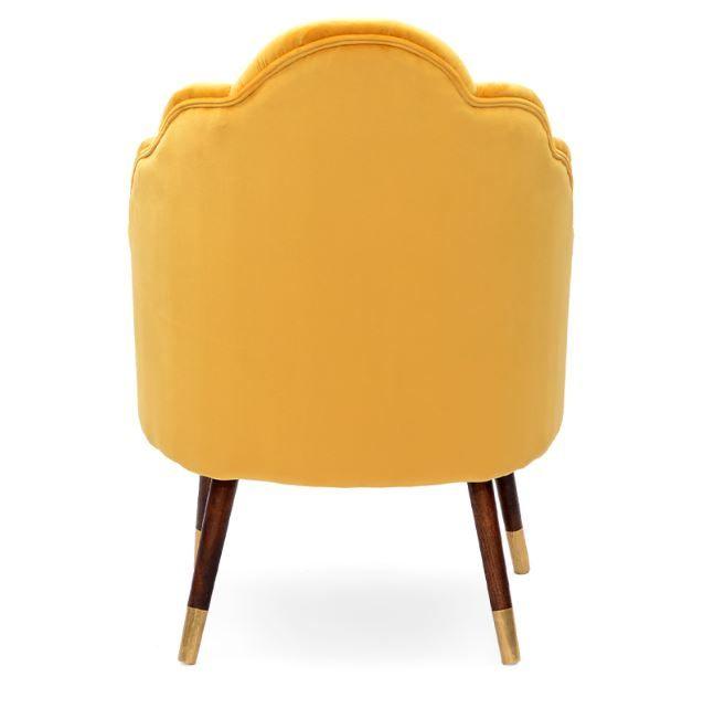 Mango Wood Peacock Chair In Velvet Yellow Colour - WoodenTwist