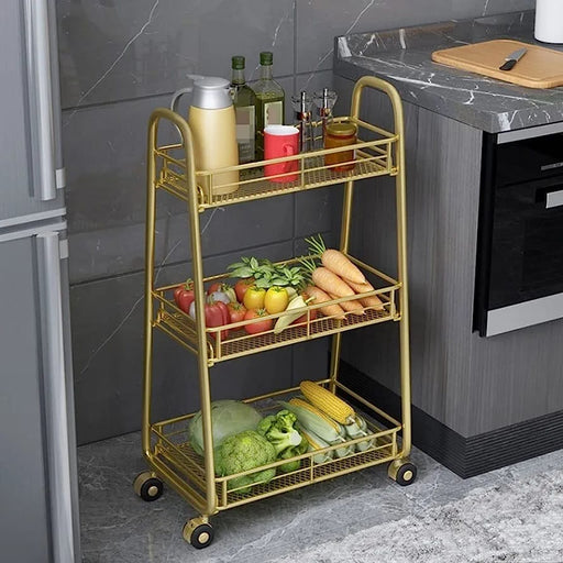 Modern Golden Iron Rectangle Trolley - Front View