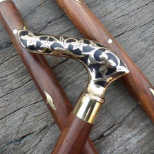 Designer Victorian Vintage Style Antique Brass Head Handle Walking Stick Cane - WoodenTwist