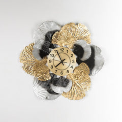 Flower Wall Clock Black & Golden - WoodenTwist