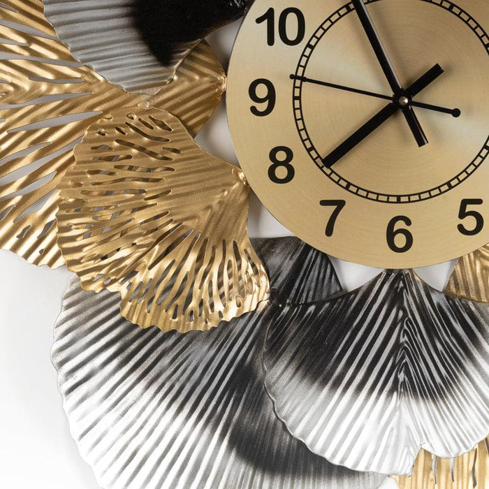 Flower Wall Clock Black & Golden - WoodenTwist