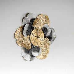 Flower Wall Clock Black & Golden - WoodenTwist