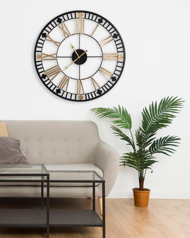 Gold &; Black Round Wall Clock - WoodenTwist