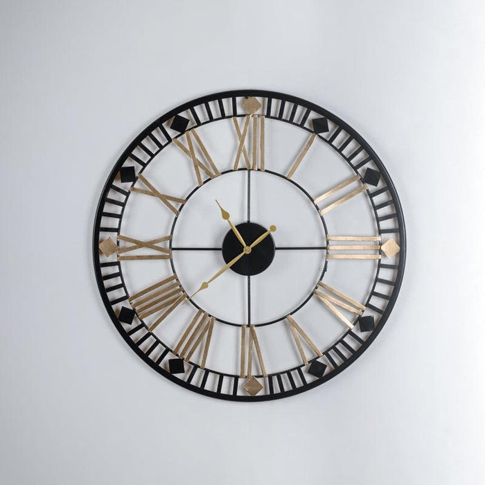 Gold &; Black Round Wall Clock - WoodenTwist