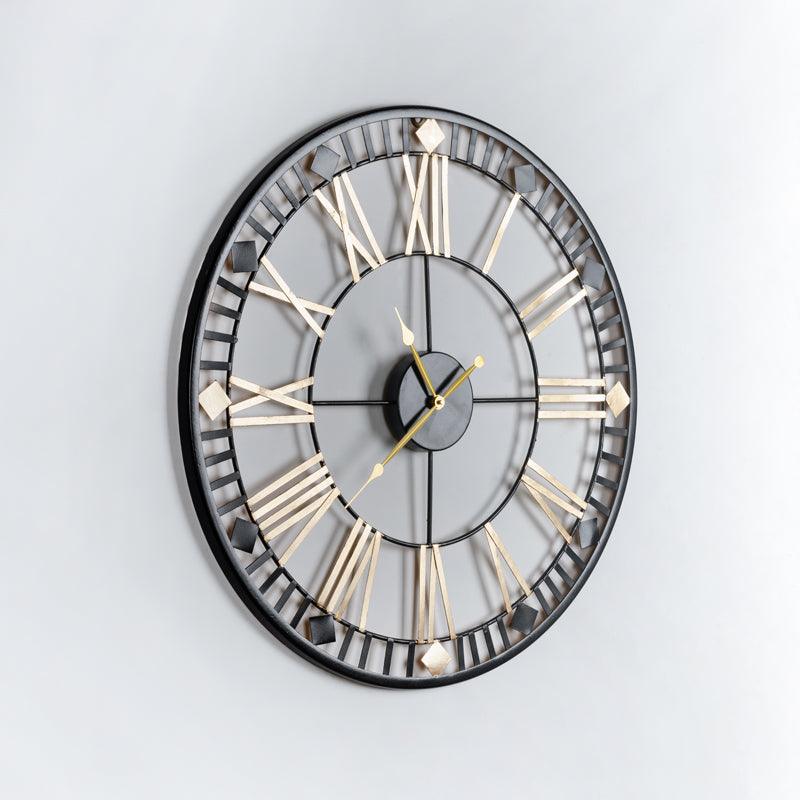 Gold &; Black Round Wall Clock - WoodenTwist