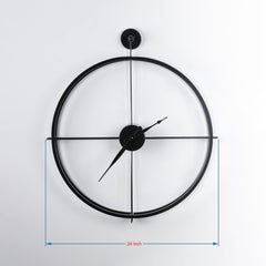 Black Metal Round Wall Clock - WoodenTwist