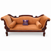 Wooden Chaise Lounge Couch for Living Room (Brown Walnut)