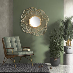 Lotus Flower Gold Mirror - WoodenTwist